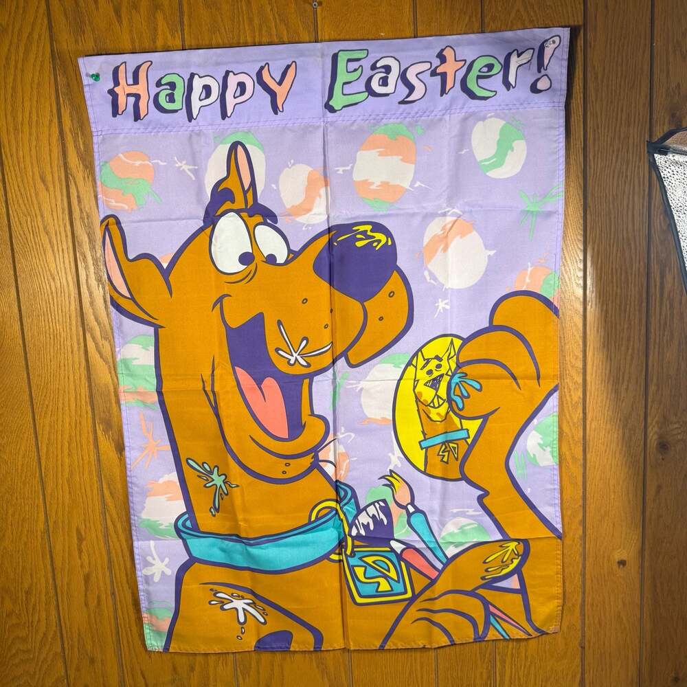 Vintage Hanna-Barbera Scooby-Doo Happy Easter Painting Decorative House Flag